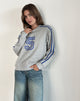 Image of Govel Sweatshirt in Grey Marl with Cobalt Blue 5 Motif