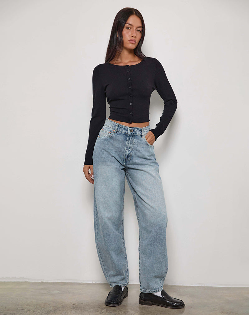 Image of High Rise Barrel Jean in Bleu