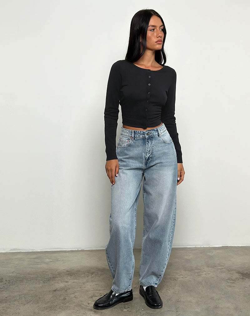 Image of High Rise Barrel Jean in Bleu