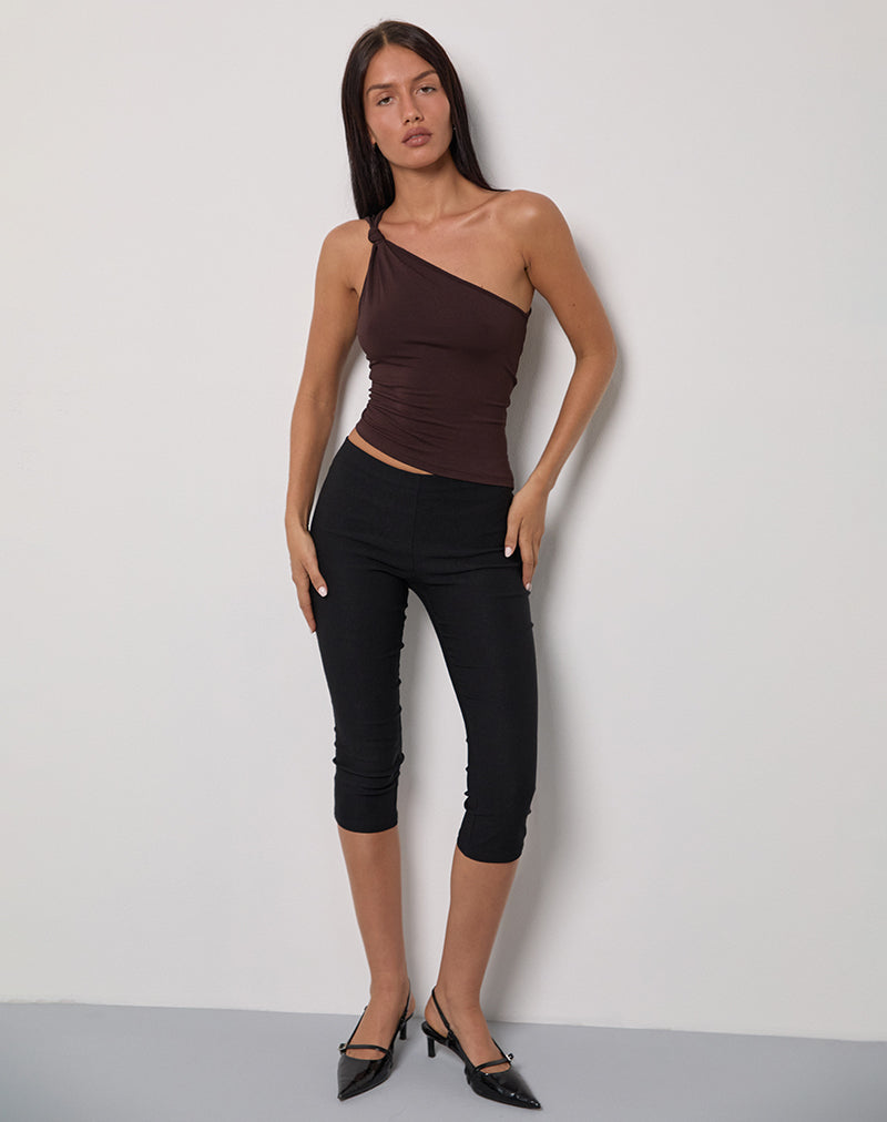 Idra Asymmetric Top in Rayon Jersey Bitter Chocolate