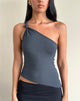 Image of Idra Asymmetric Top in Ruched Jersey Ocean Storm