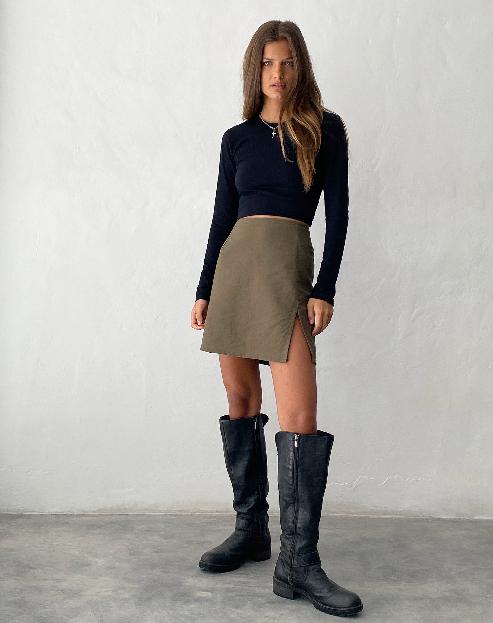 Long khaki shop skirts review