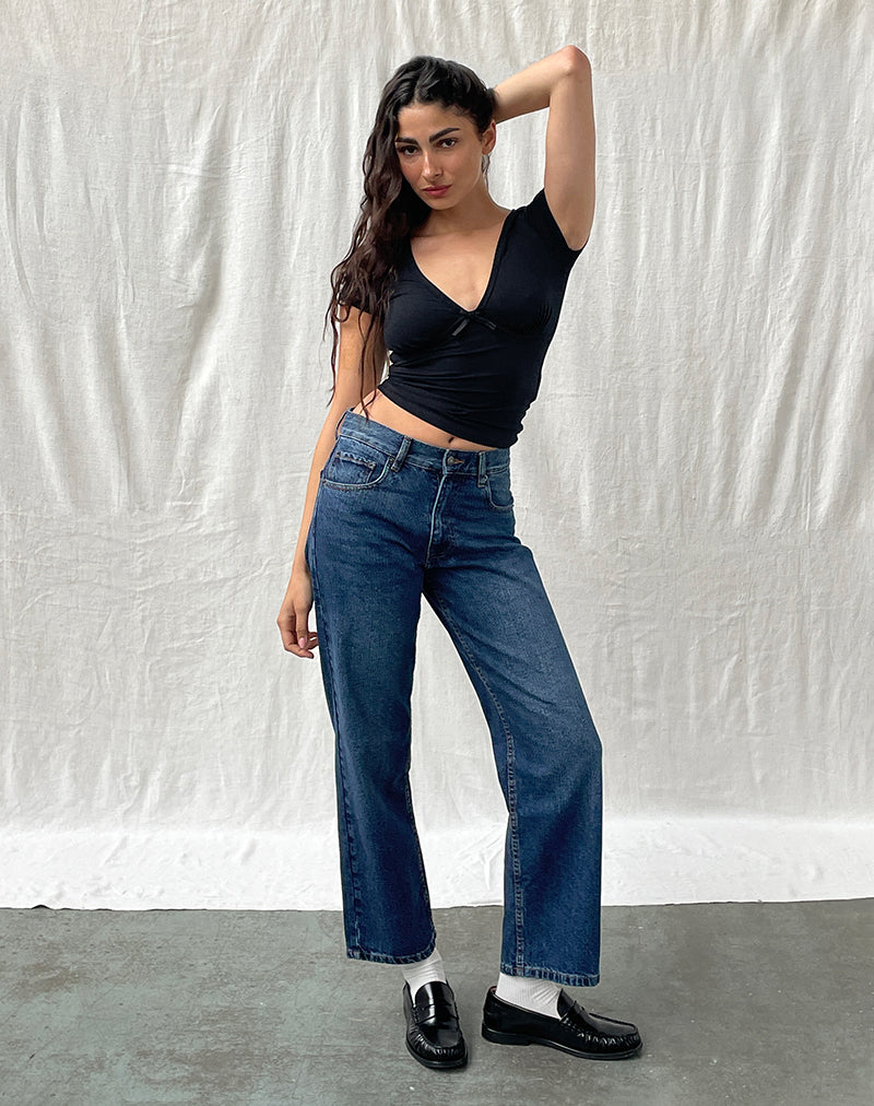 Mid Rise Awkward Parallel Jeans in Mid Blue Used