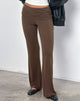 Image of Jacita Low Rise Flared Trousers in Bitter Chocolate