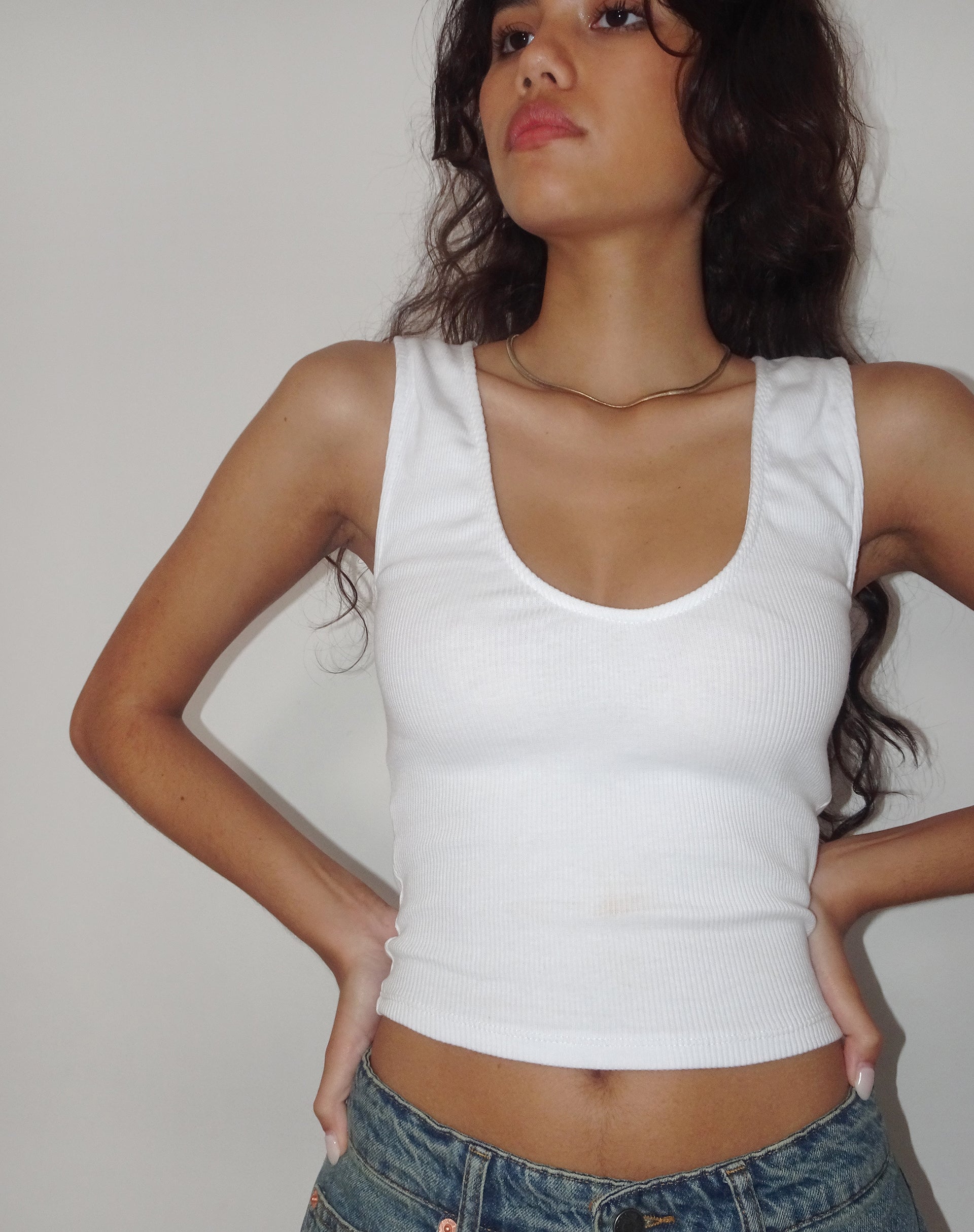 White ribbed hot sale vest top