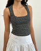 Image of Jinsu Top in Black and White Stripe with Picot Trim