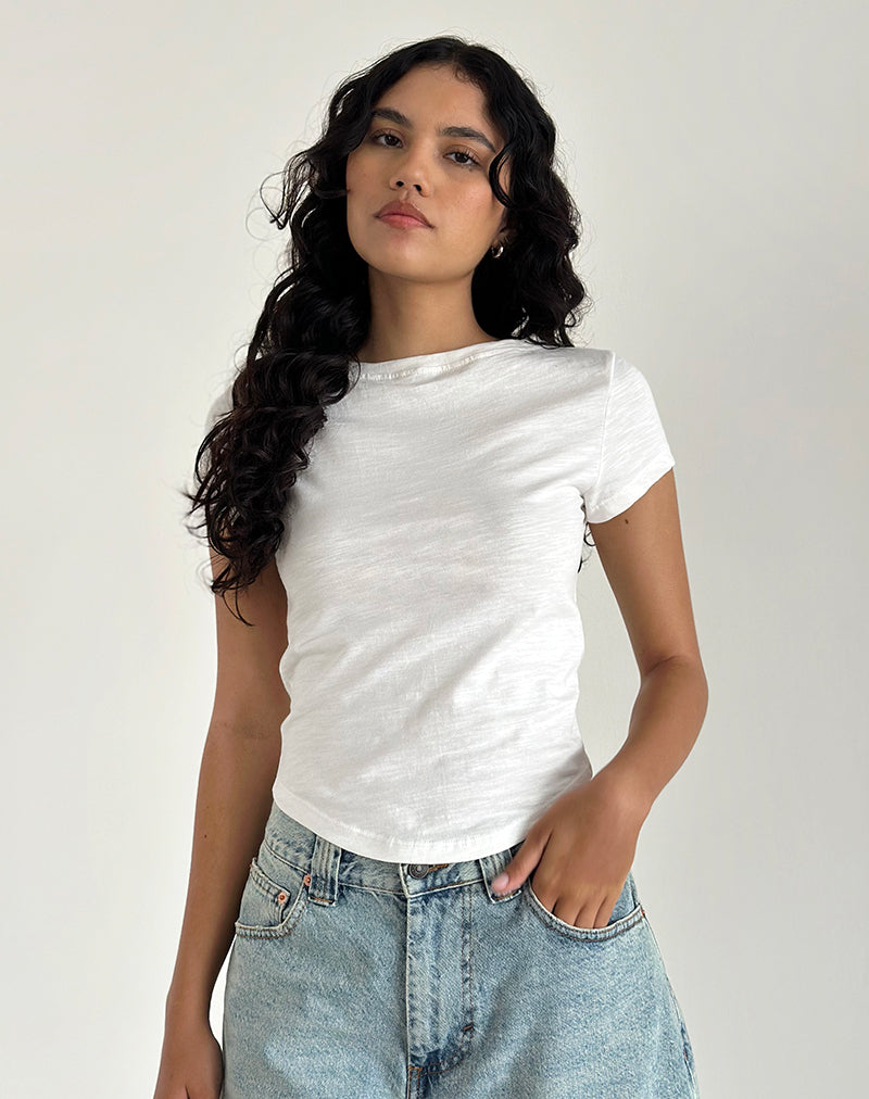 Image of Jojes Jersey Tee Top in White