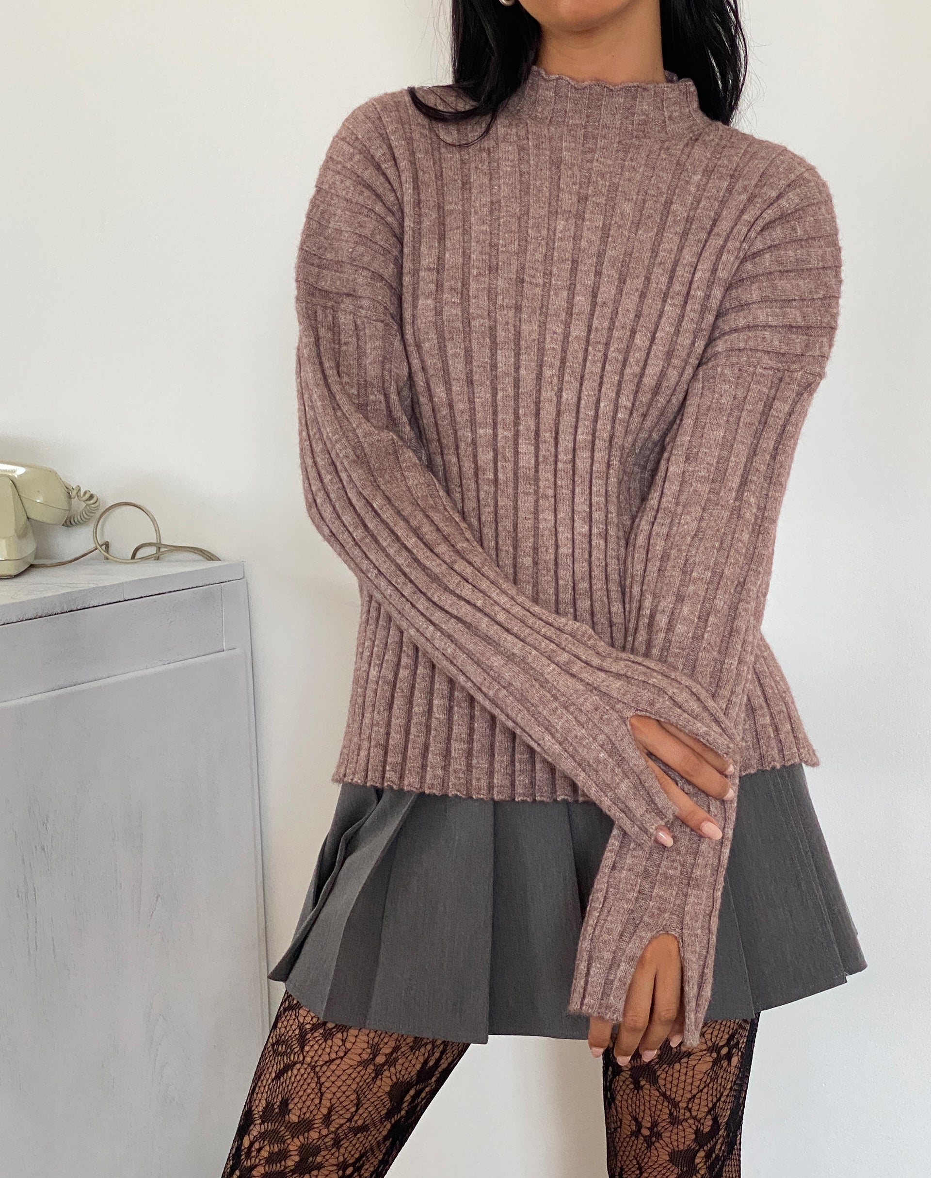 Ribbed knit sale jumper