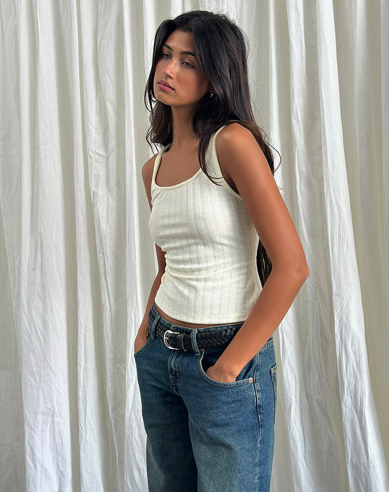 Kalinda Vest Top in Pointelle Ivory