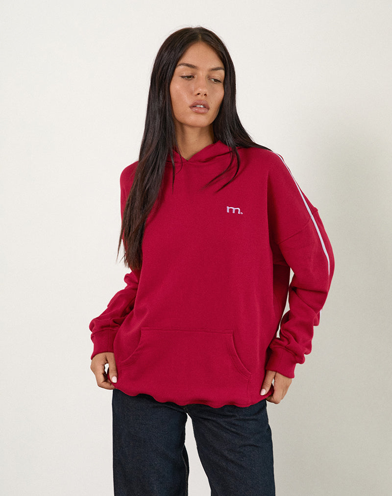 Kamari Hoodie in Adrenaline Red with Violet M Embroidery