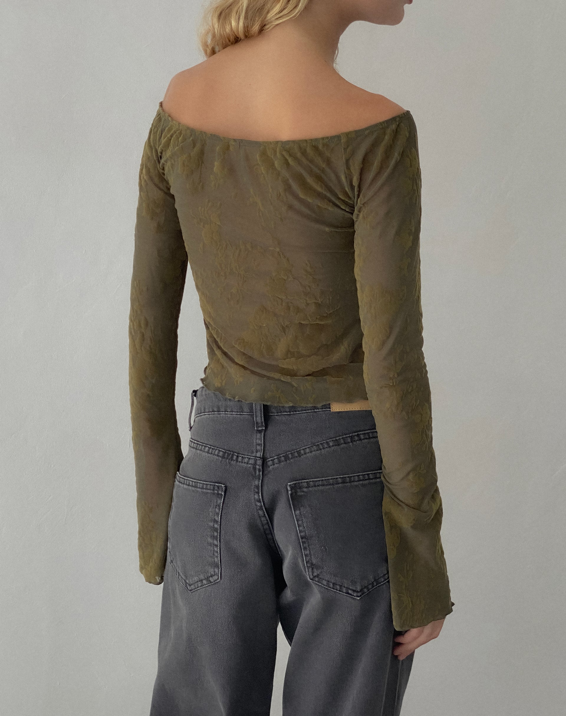 Dark green hot sale bardot top