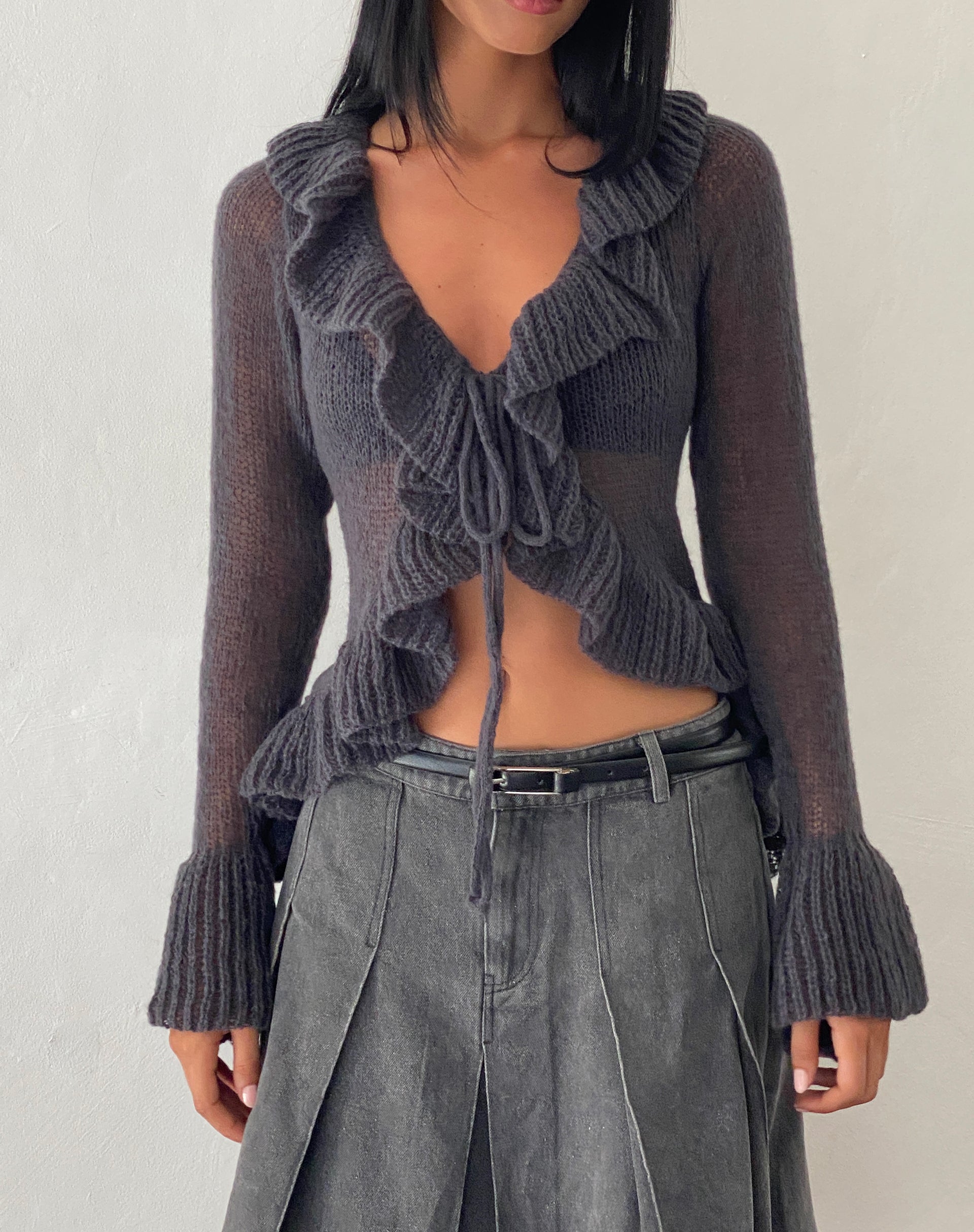 Ruffle cardigan hot sale