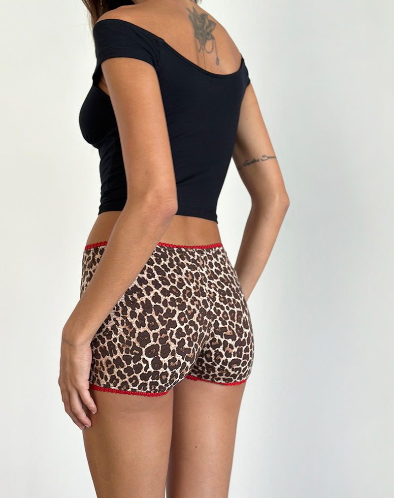 image of Kichi Shorts in Rar Leopard Sandstorm with Red Trim