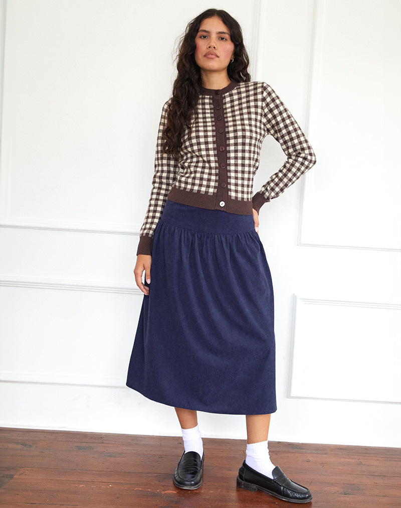 Image of Kiranila Midi Skirt in Baby Cord Ink Blue