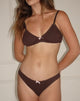 Image of Adrienne Thong in Jersey Chocolate with Pink Bow