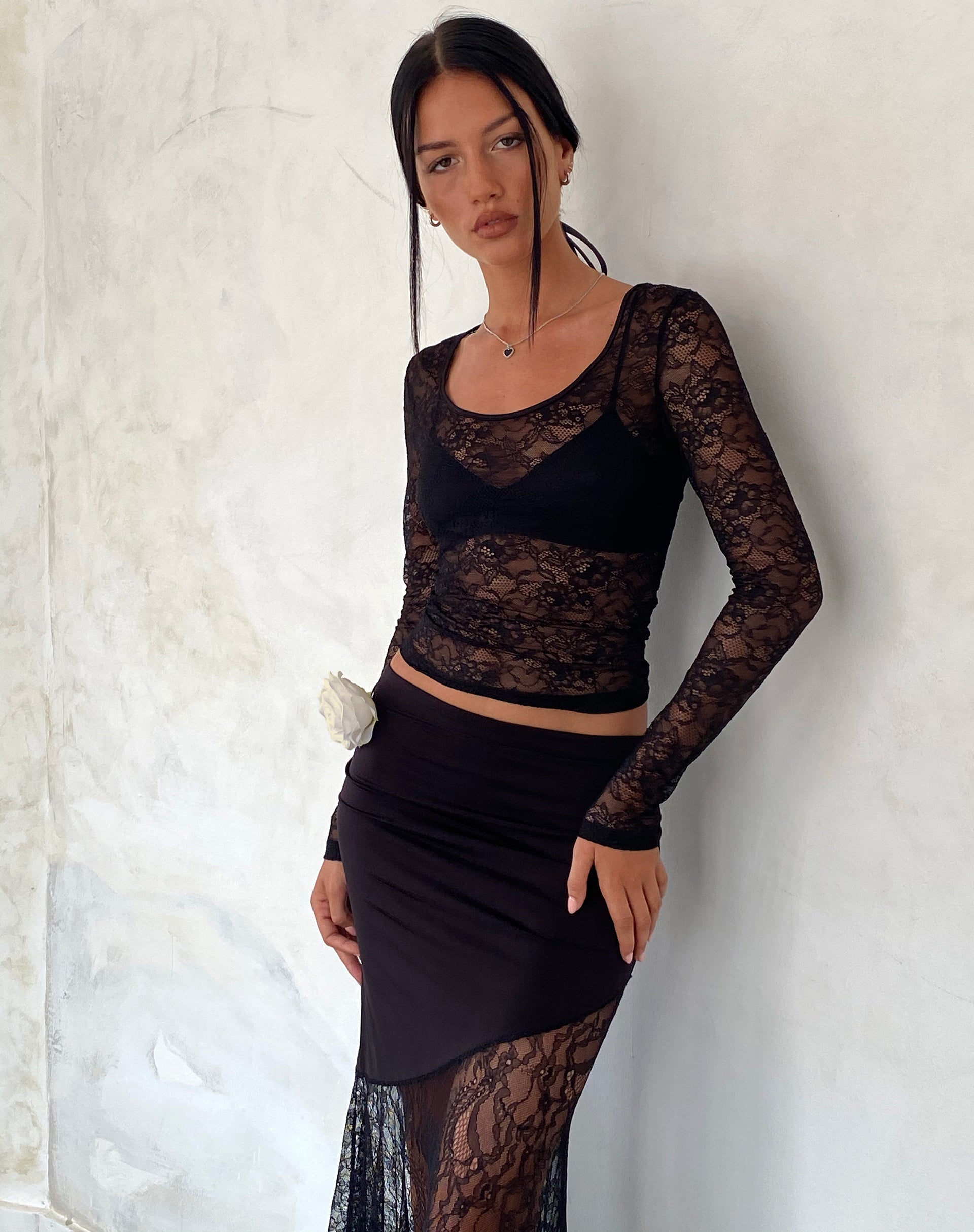 Black Lace Long Sleeve Top Lainey motelrocks