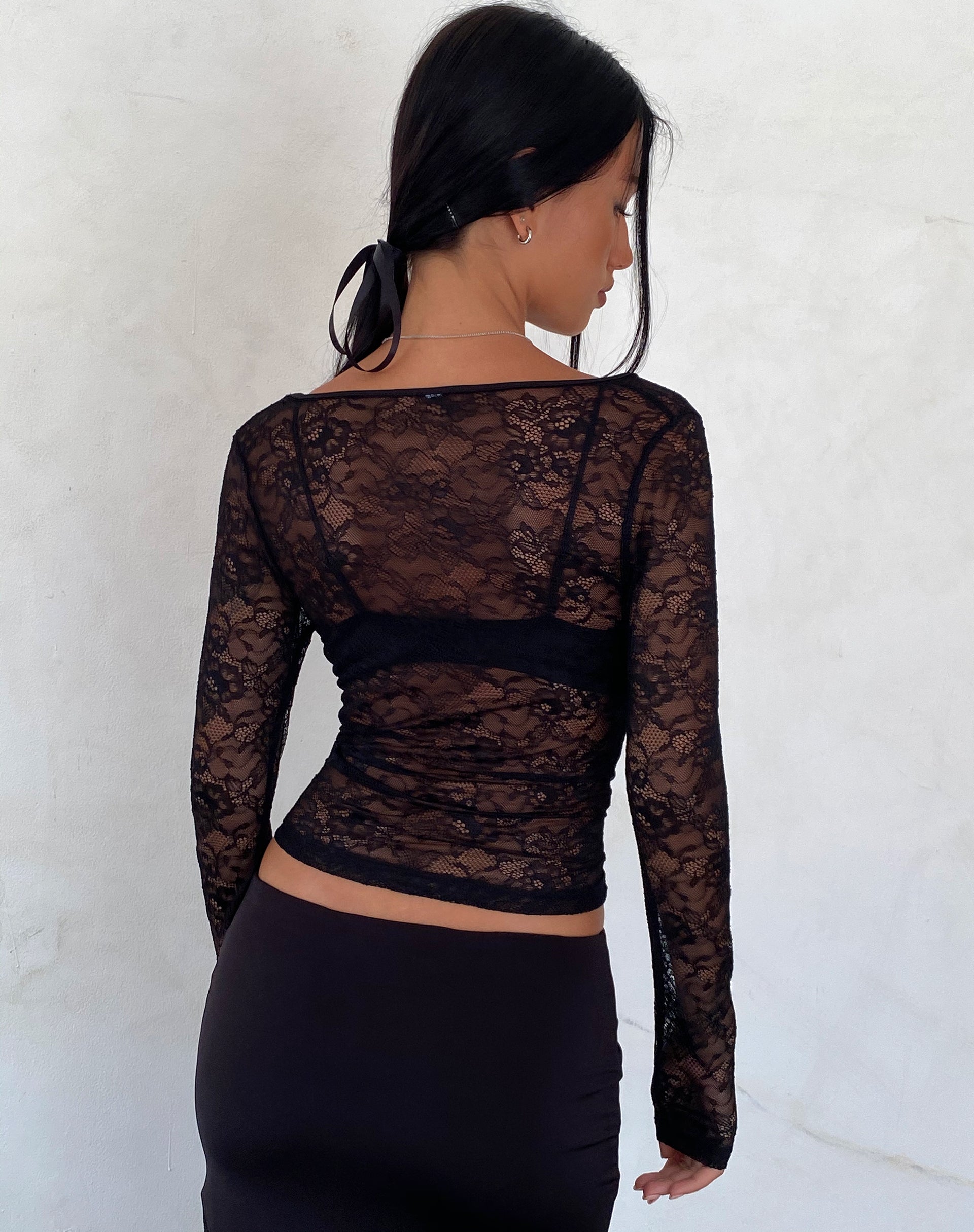 Lubica Long Sleeve Top in Lace Black
