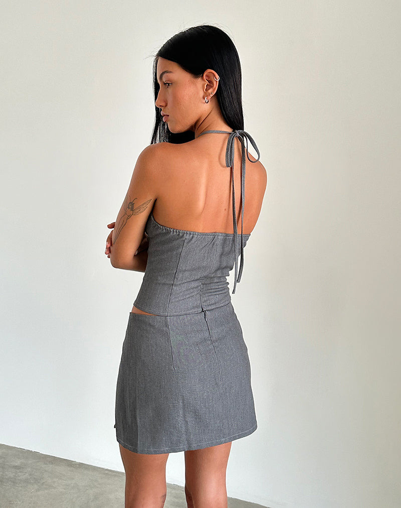 Image of Pamela Mini Skirt in Tailoring Charcoal