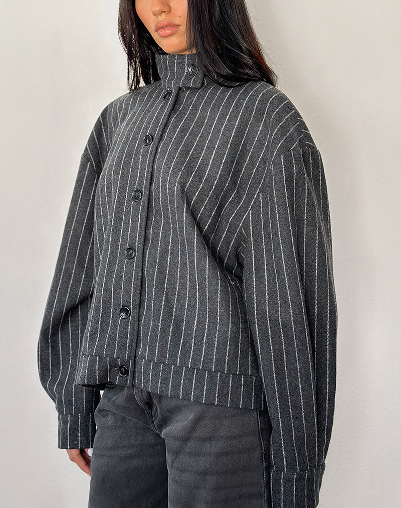 Image of Lastika Jacket in Charcoal Pinstripe