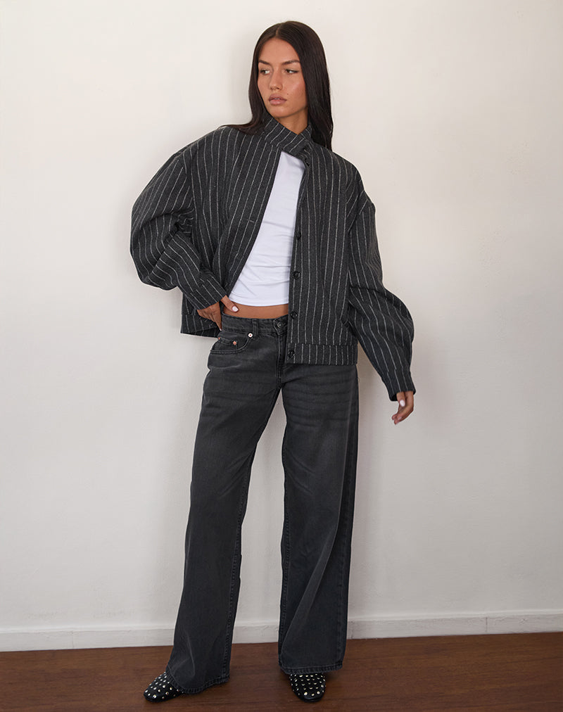 Lastika Jacket in Charcoal Pinstripe