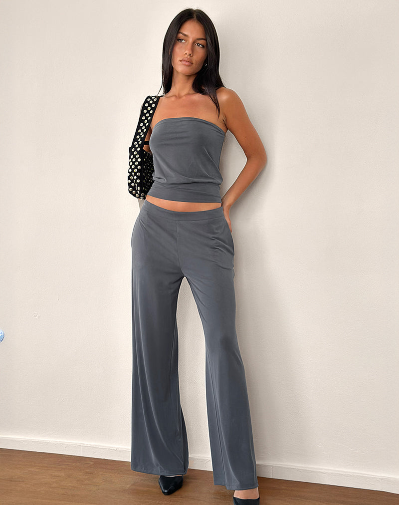 Image of Baku Wide Leg Trouser in Dark Grey