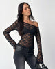 Image of Lerina Unlined Asymmetric Top in Lace Black