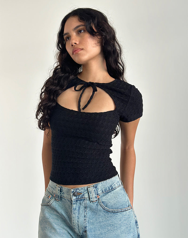 Lindsay Top in Textured Black