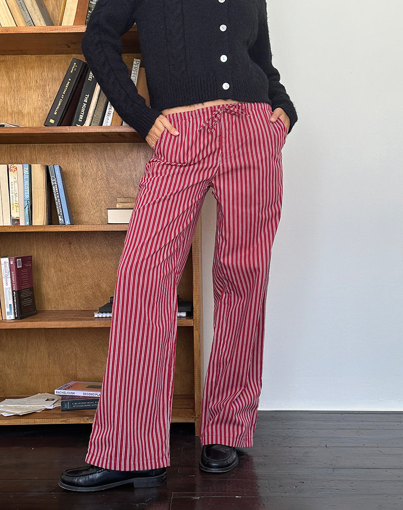 Burgundy striped pants online