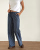 Image of Lirura Wide Leg Trousers in Indigo Stripe Dark Blue