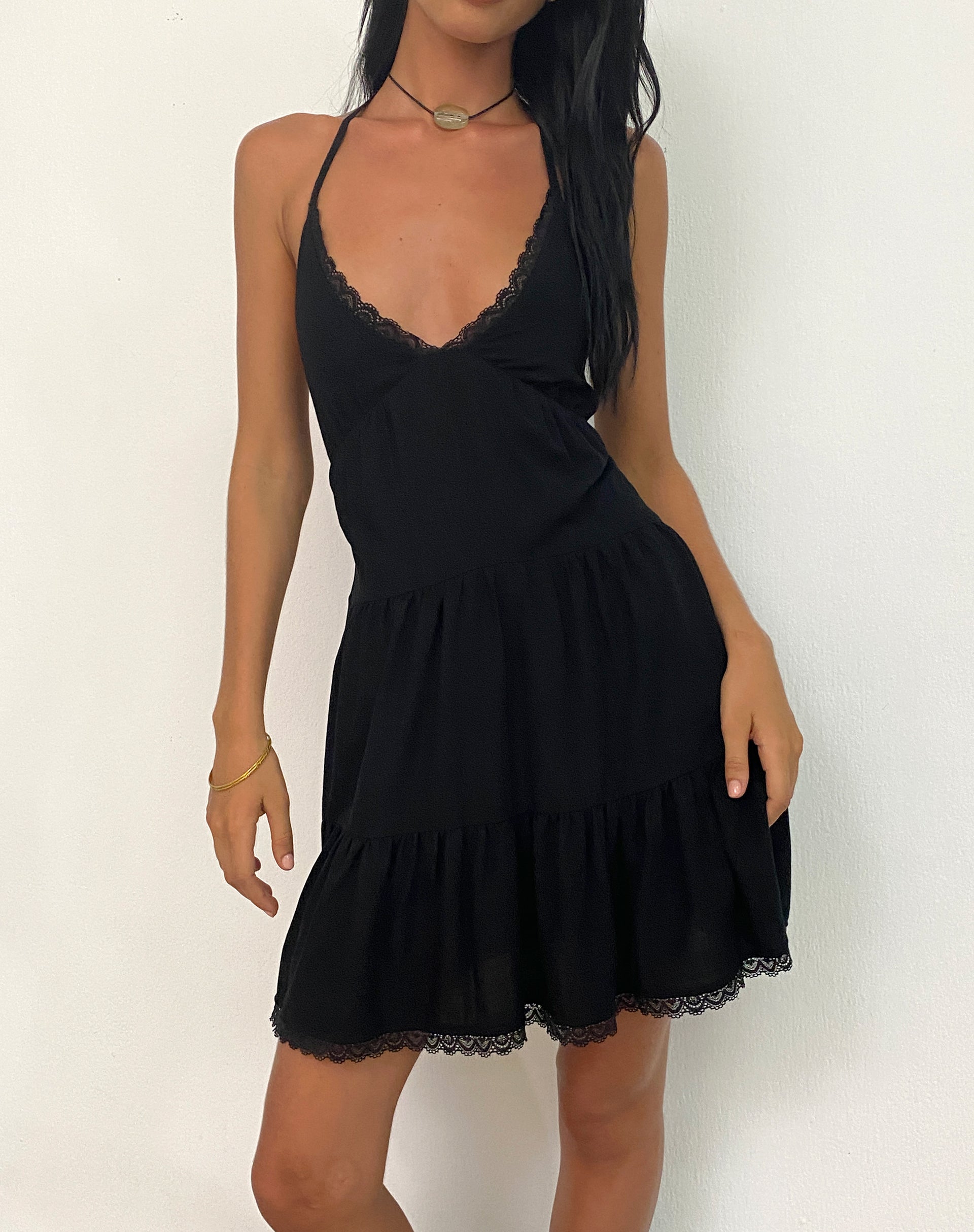 Londyn Halter Satin Mini Dress (Black) – Cleo Centric