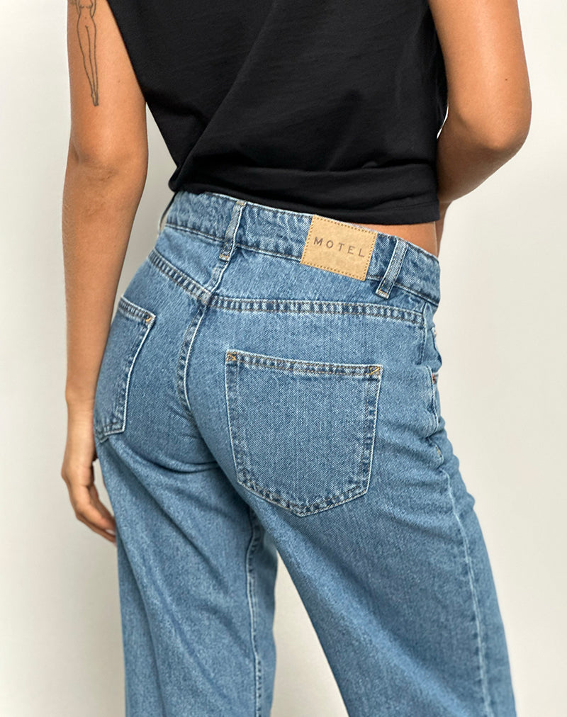 Image of Low Rise Parallel Jeans in Blue Stone