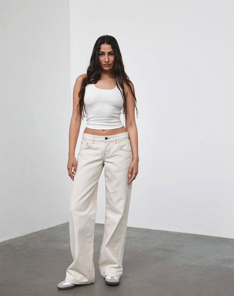 Low Rise Parallel Jeans in Off White