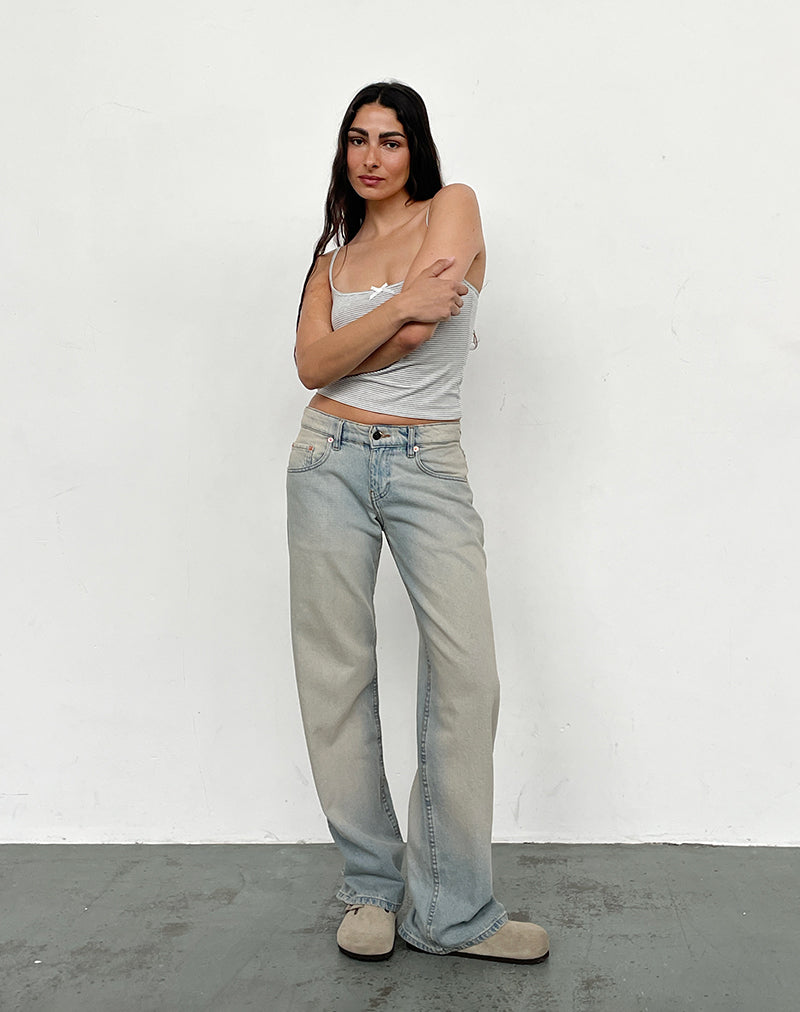 Low Rise Parallel Jeans in Sand Bleach Extreme