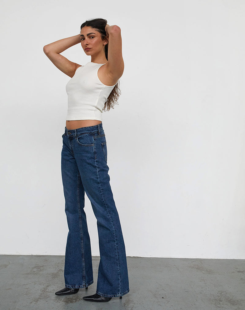 Image of Rigid Low Rise Flare Jeans In Mid Blue Used