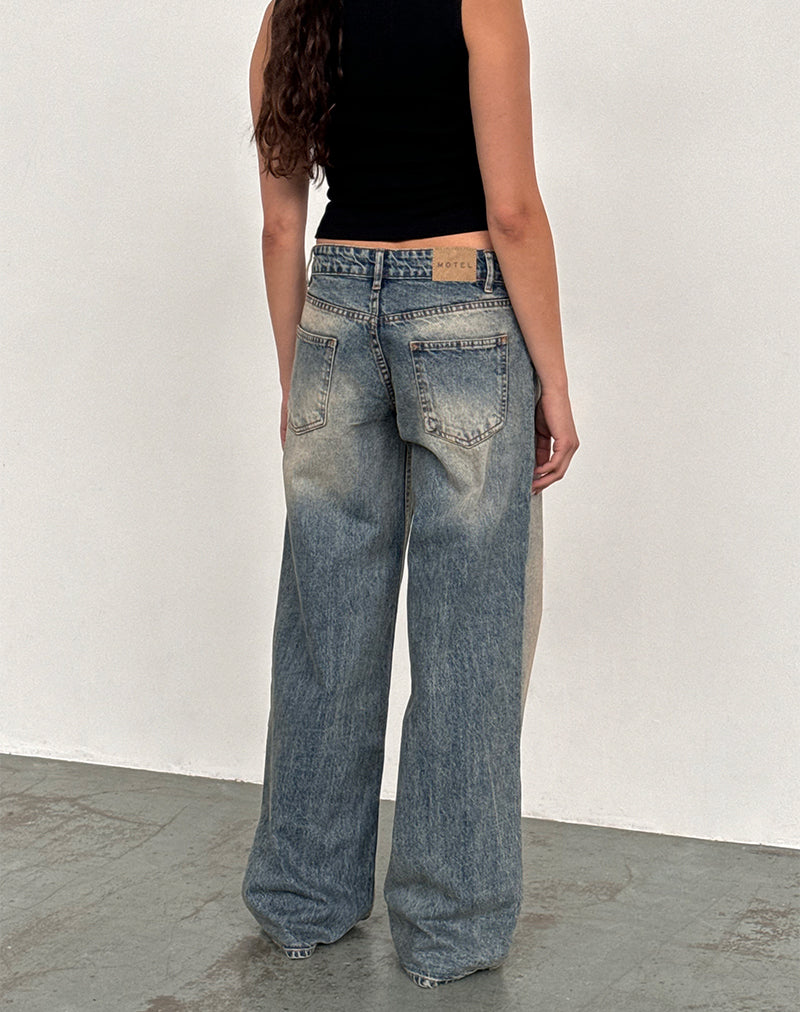 Image of Roomy Extra Wide Low Rise Jeans in Dirty Blue