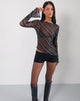 Image of Lucerne Top In Irregular Stripe Grey And Black