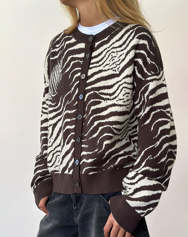 Luceta Knitted Cardigan in Wild Animal