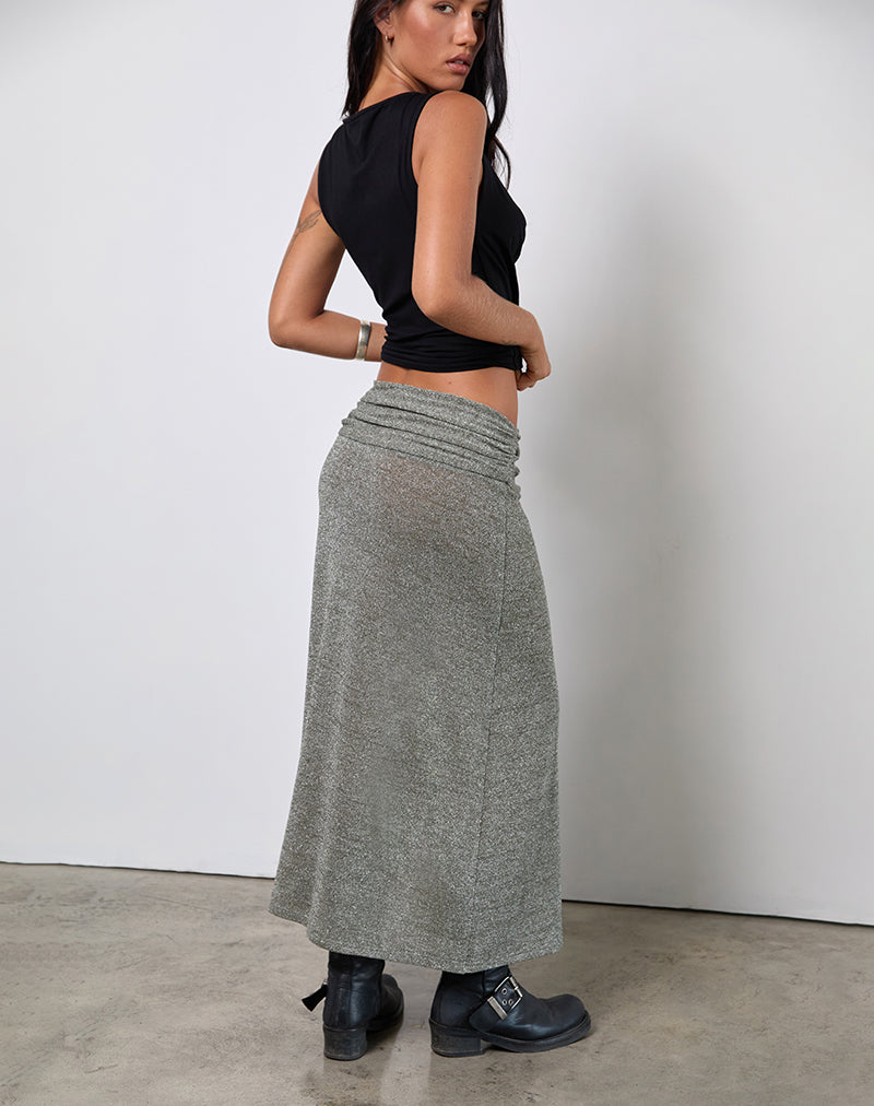 Image of Luciara Midi Skirt in Glitter Knit Khaki