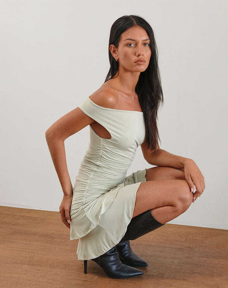 Image of Luella Ruffle Mini Dress in Slinky Sage