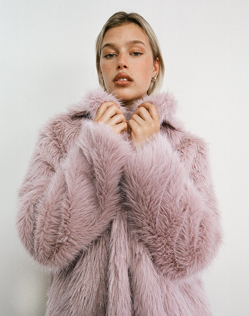 Image of Lupita Jacket in Faux Fur Dusty Pink