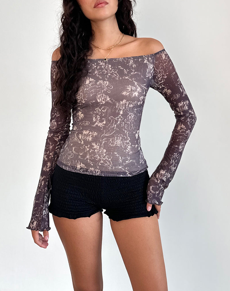 Image of Lutana Top in Batik Botanical Brown