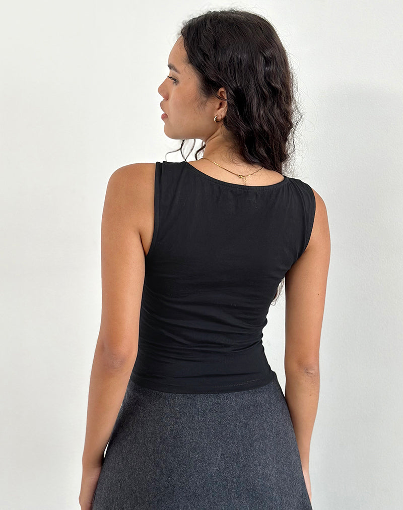 Image of Mantha Knot Shoulder Top in Black