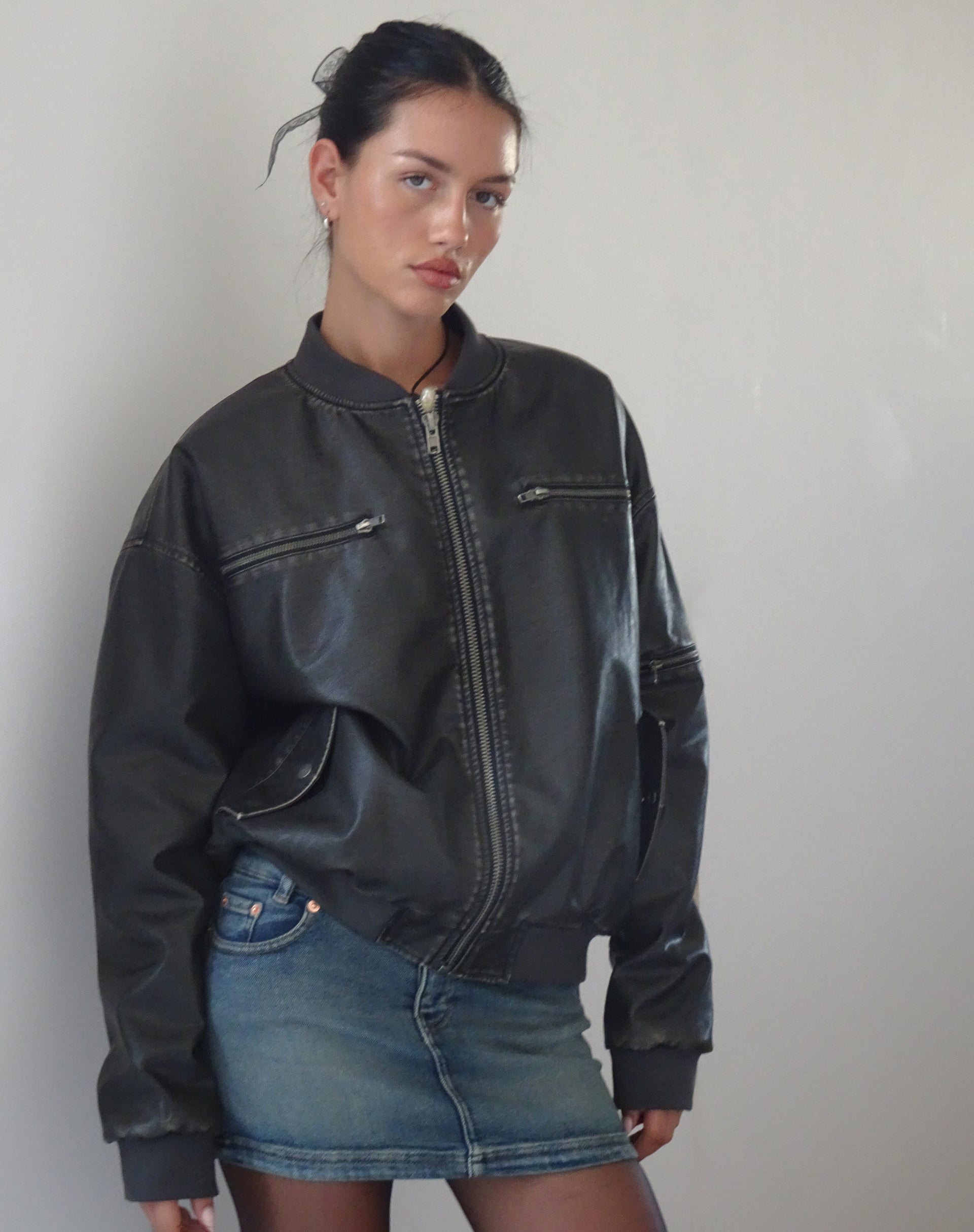 Long black bomber outlet jacket womens