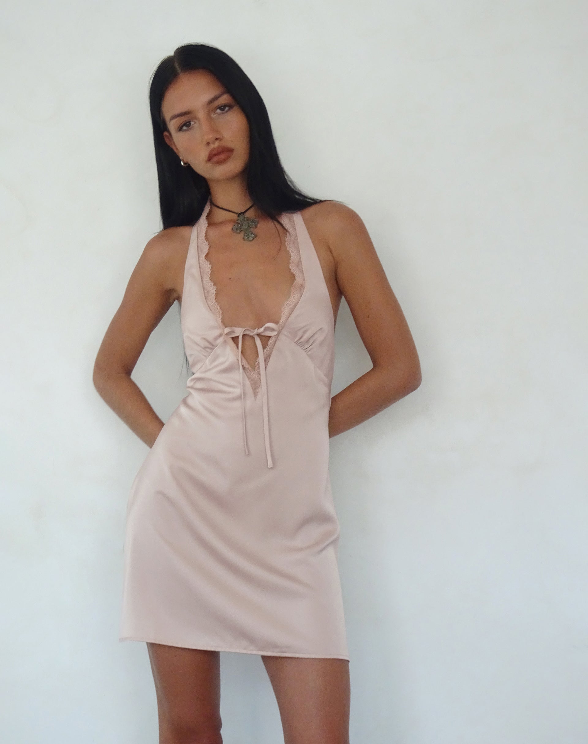 Champagne satin best sale mini dress