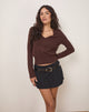 Image of Maryse Long Sleeve Knitted Top in Brown