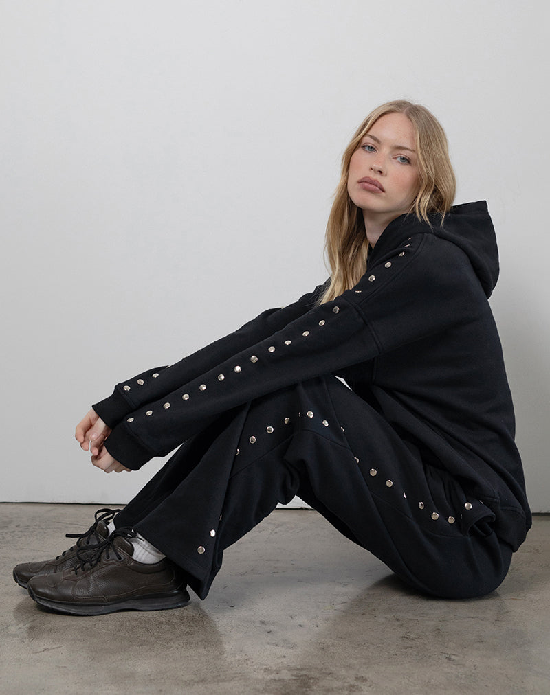 Image of Max Hoodie in Black with Studs