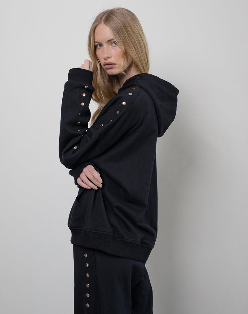 Image of Max Hoodie in Black with Studs