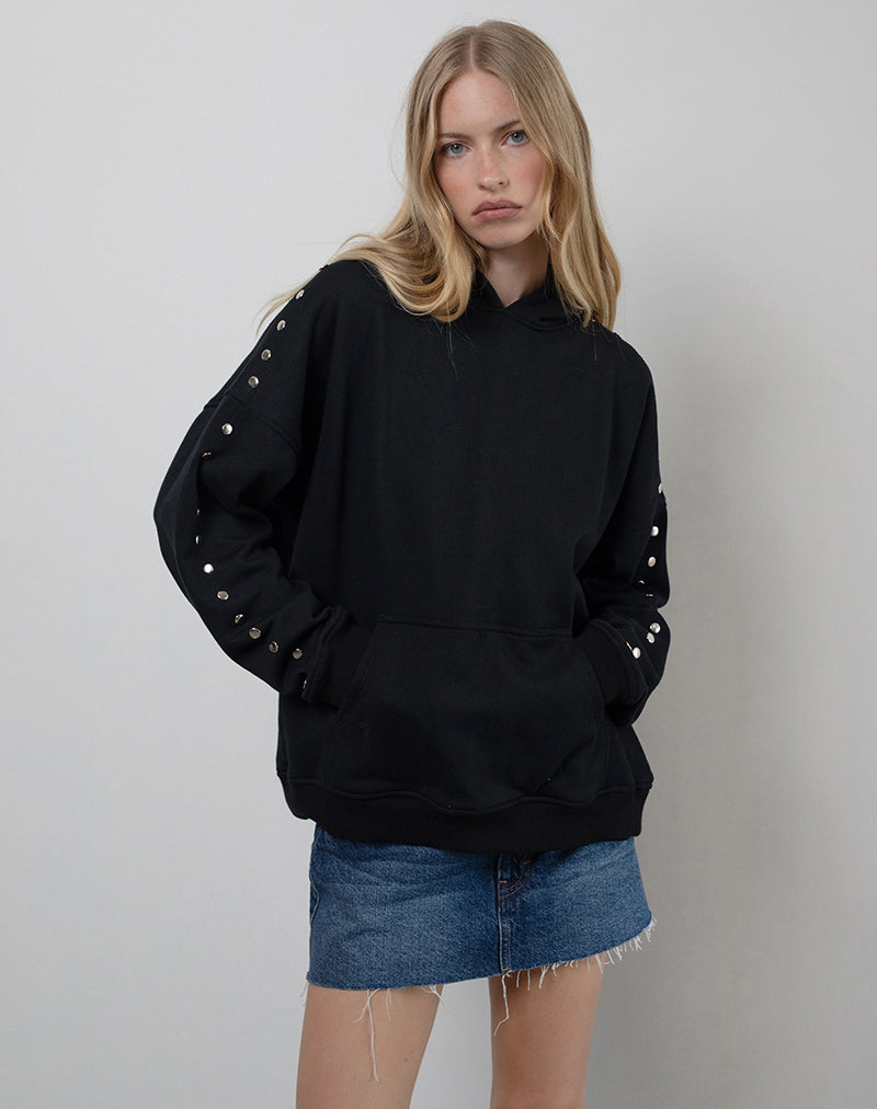 Image of Max Hoodie in Black with Studs