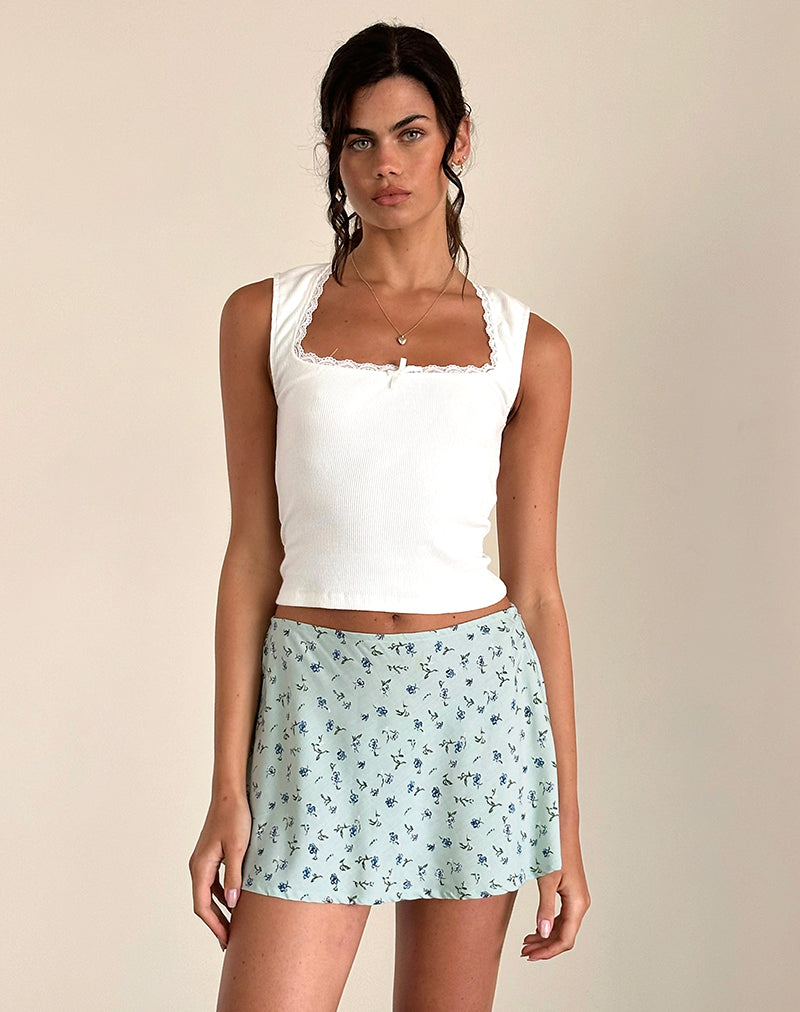 image of Mckenna Mini Skirt in Pretty Petal Green