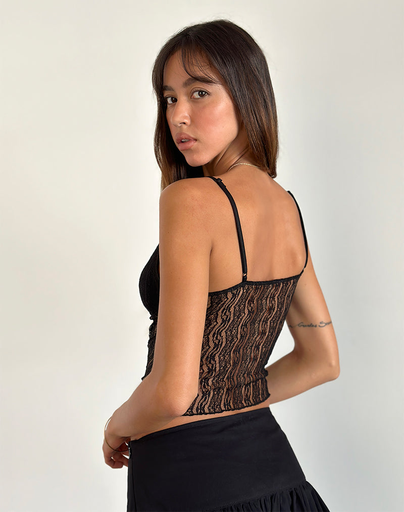 Image of Megara Strappy Top in Lace Mesh Black